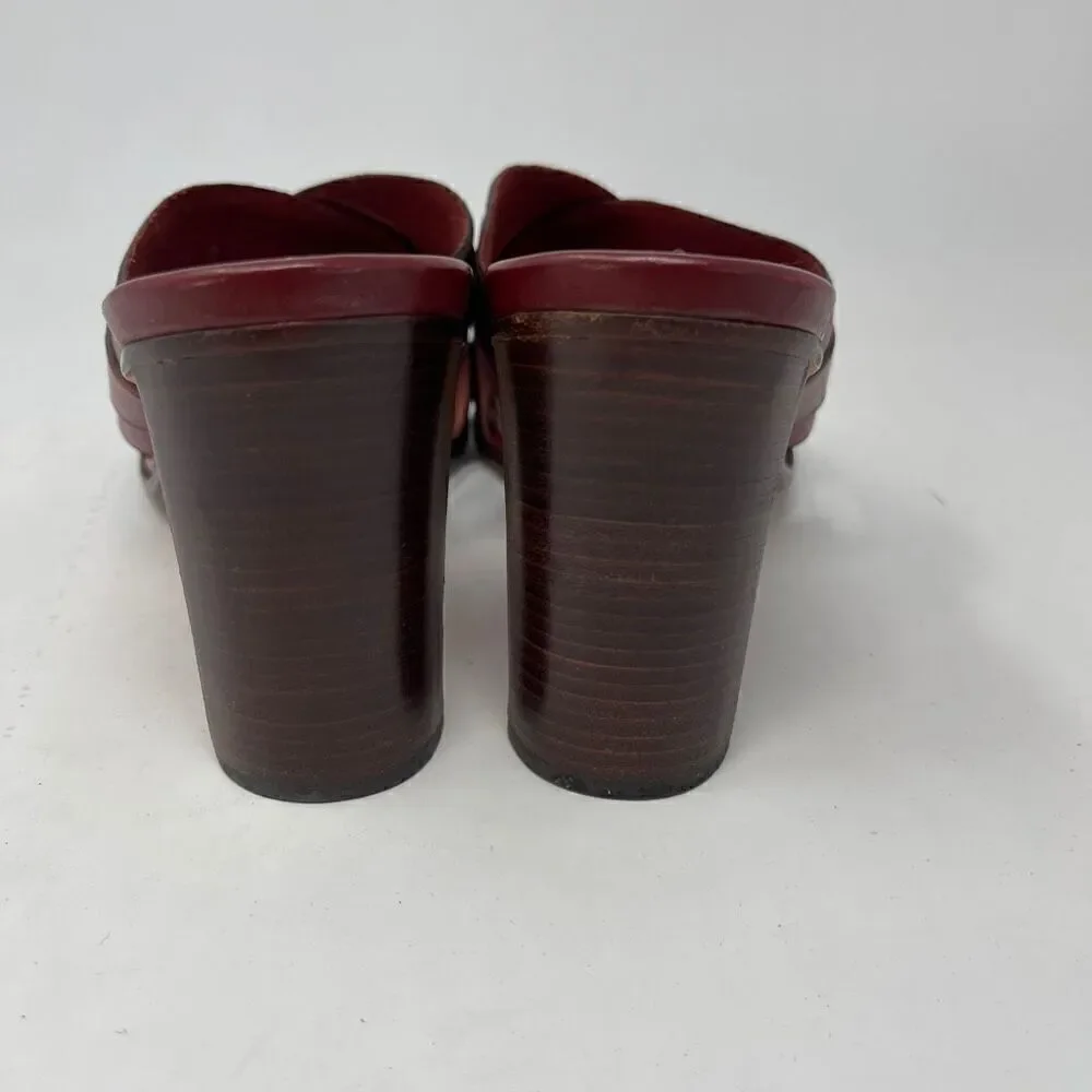 Cole Haan Country Red Leather Woven Sandal Heel Size 8.5 B